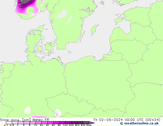 Глубина снега Meteo FR чт 02.05.2024 00 UTC