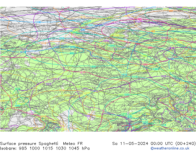 Atmosférický tlak Spaghetti Meteo FR So 11.05.2024 00 UTC