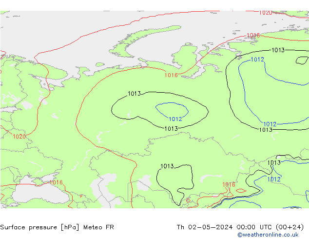 Surface pressure Meteo FR Th 02.05.2024 00 UTC