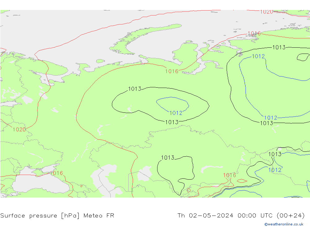 приземное давление Meteo FR чт 02.05.2024 00 UTC