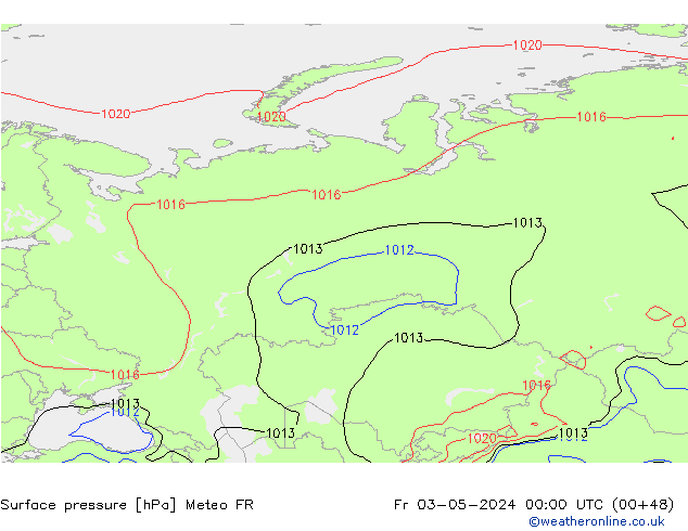 Atmosférický tlak Meteo FR Pá 03.05.2024 00 UTC