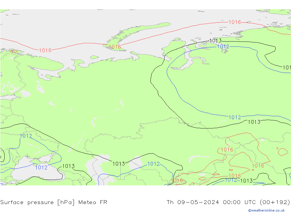 pression de l'air Meteo FR jeu 09.05.2024 00 UTC