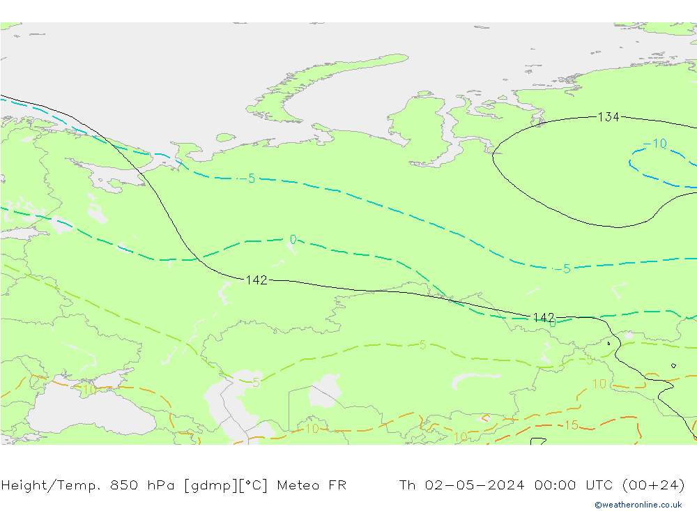 Height/Temp. 850 hPa Meteo FR gio 02.05.2024 00 UTC