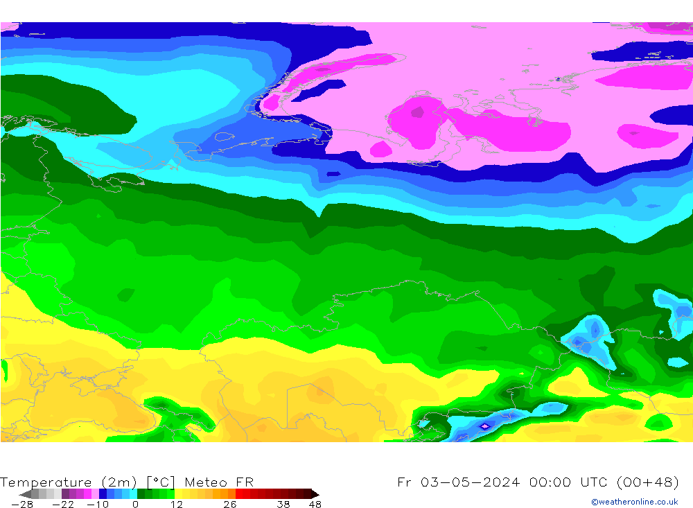 Temperature (2m) Meteo FR Fr 03.05.2024 00 UTC