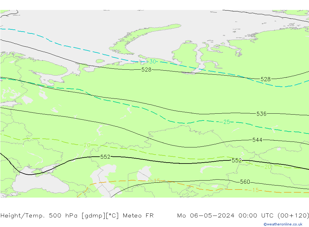 Height/Temp. 500 hPa Meteo FR Po 06.05.2024 00 UTC