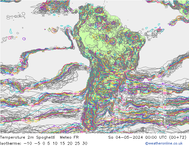 mapa temperatury 2m Spaghetti Meteo FR so. 04.05.2024 00 UTC