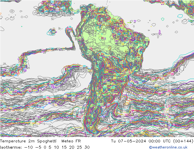 карта температуры Spaghetti Meteo FR вт 07.05.2024 00 UTC