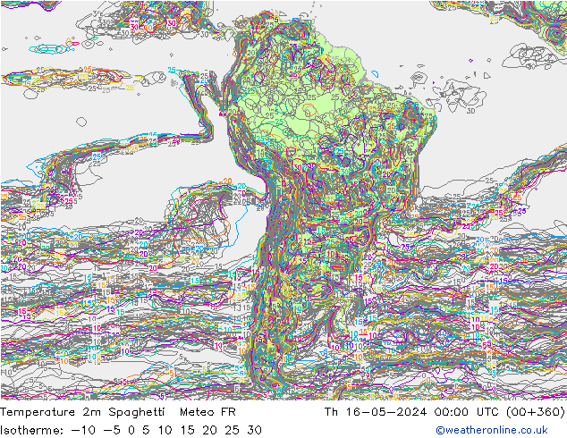 Temperature 2m Spaghetti Meteo FR Th 16.05.2024 00 UTC
