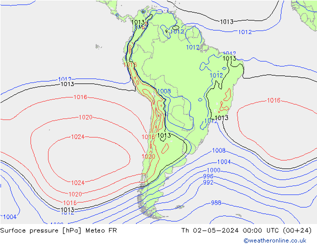 Yer basıncı Meteo FR Per 02.05.2024 00 UTC