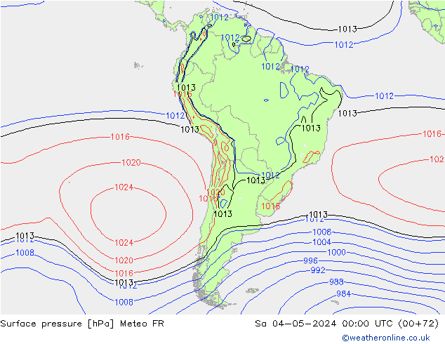 приземное давление Meteo FR сб 04.05.2024 00 UTC