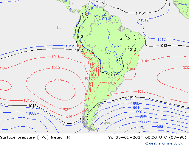 Yer basıncı Meteo FR Paz 05.05.2024 00 UTC