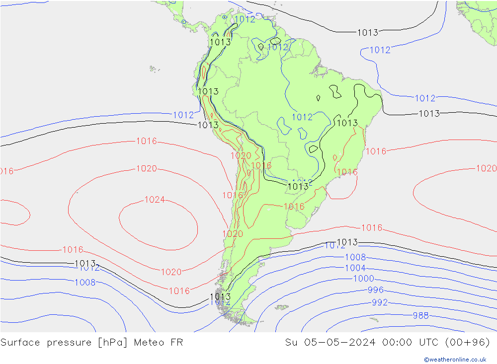 pression de l'air Meteo FR dim 05.05.2024 00 UTC