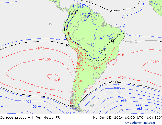 pressão do solo Meteo FR Seg 06.05.2024 00 UTC