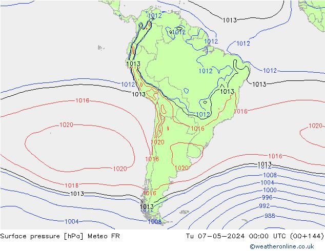 pressão do solo Meteo FR Ter 07.05.2024 00 UTC