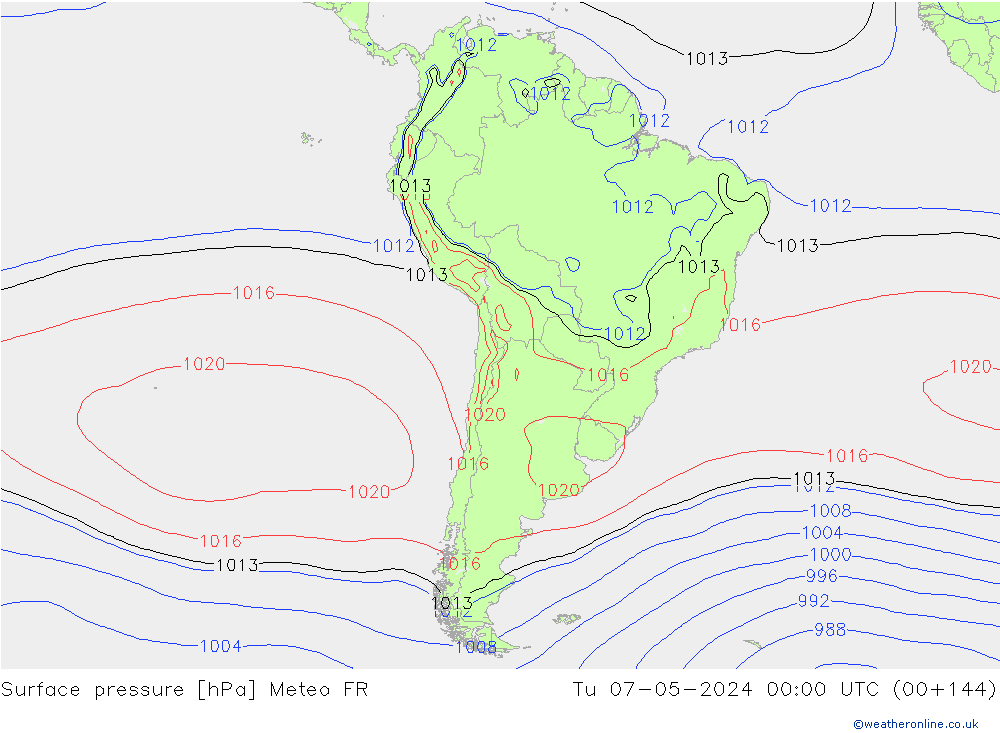 pressão do solo Meteo FR Ter 07.05.2024 00 UTC