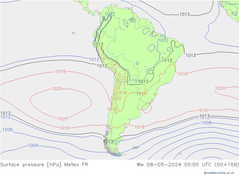 Presión superficial Meteo FR mié 08.05.2024 00 UTC