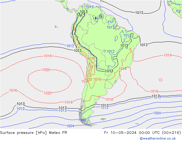 Surface pressure Meteo FR Fr 10.05.2024 00 UTC