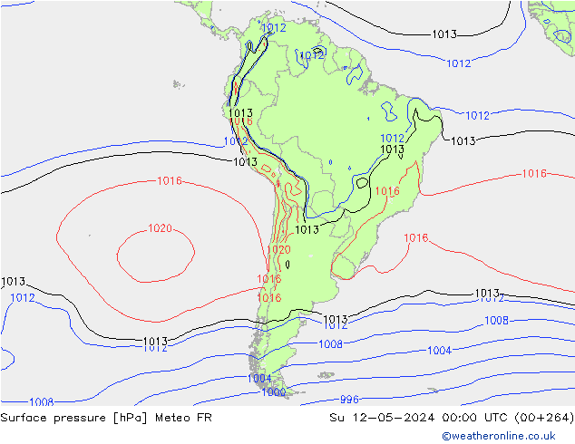 pressão do solo Meteo FR Dom 12.05.2024 00 UTC