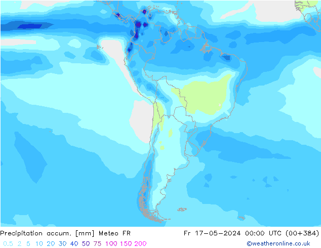 Precipitation accum. Meteo FR Sex 17.05.2024 00 UTC