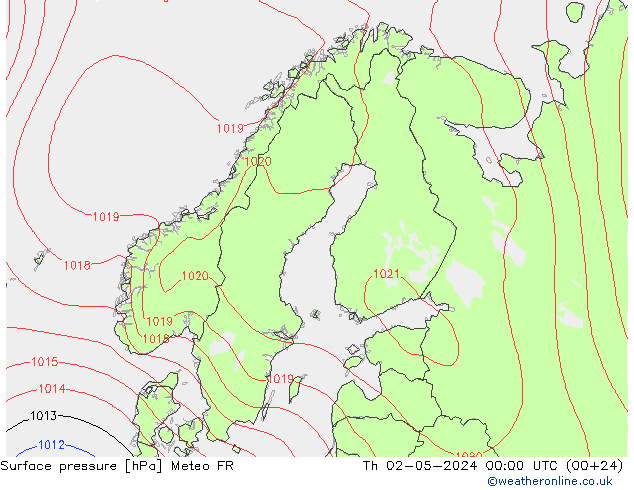地面气压 Meteo FR 星期四 02.05.2024 00 UTC
