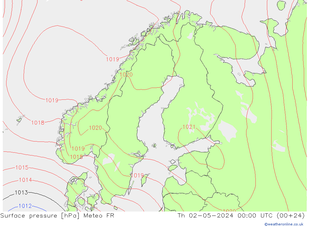 地面气压 Meteo FR 星期四 02.05.2024 00 UTC