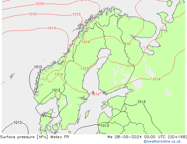Atmosférický tlak Meteo FR St 08.05.2024 00 UTC