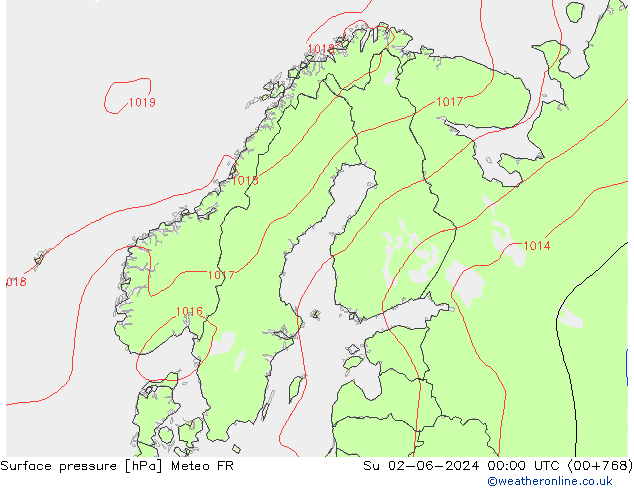 Atmosférický tlak Meteo FR Ne 02.06.2024 00 UTC