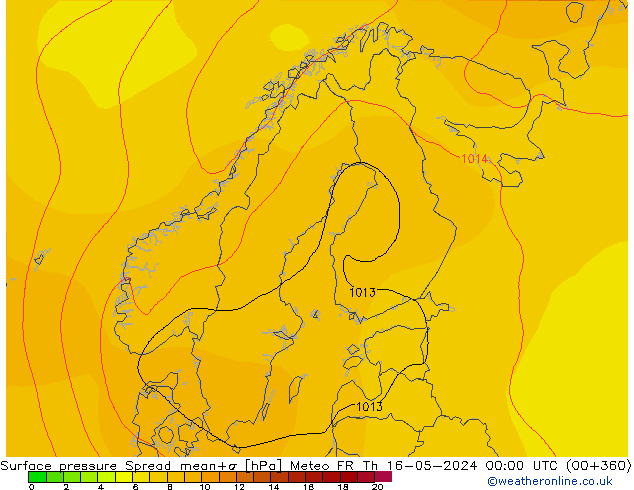 приземное давление Spread Meteo FR чт 16.05.2024 00 UTC