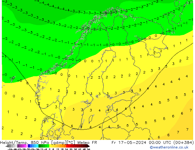 Height/Temp. 850 hPa Meteo FR pt. 17.05.2024 00 UTC