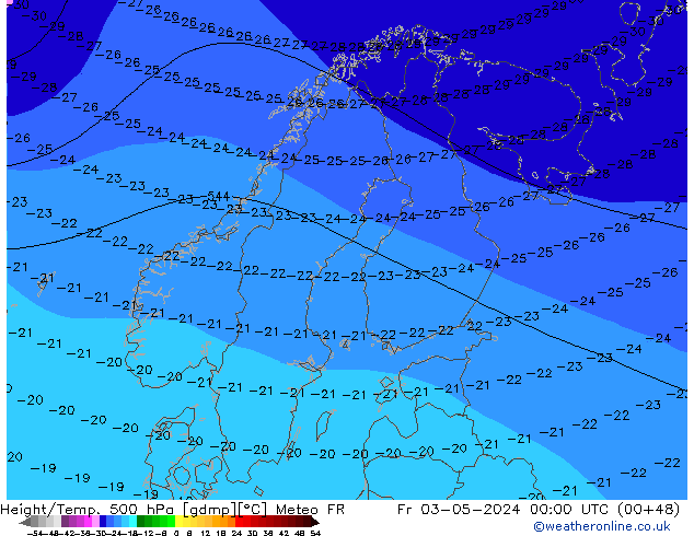 Height/Temp. 500 hPa Meteo FR Fr 03.05.2024 00 UTC