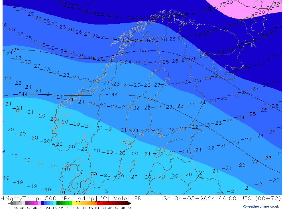 Yükseklik/Sıc. 500 hPa Meteo FR Cts 04.05.2024 00 UTC