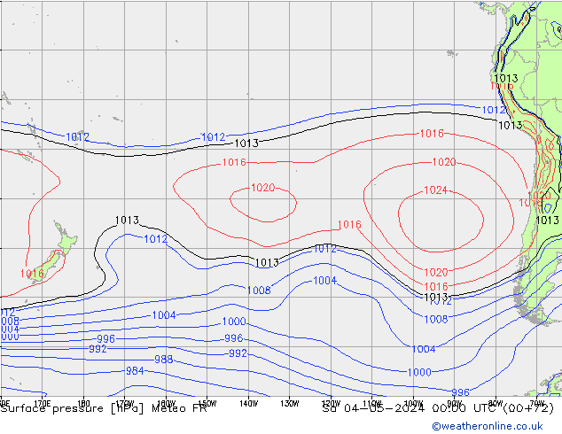 Surface pressure Meteo FR Sa 04.05.2024 00 UTC