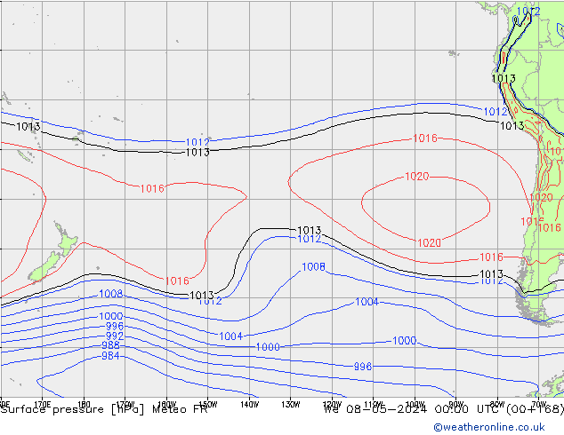 pressão do solo Meteo FR Qua 08.05.2024 00 UTC