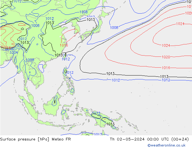 ciśnienie Meteo FR czw. 02.05.2024 00 UTC
