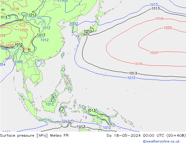 pressão do solo Meteo FR Sáb 18.05.2024 00 UTC
