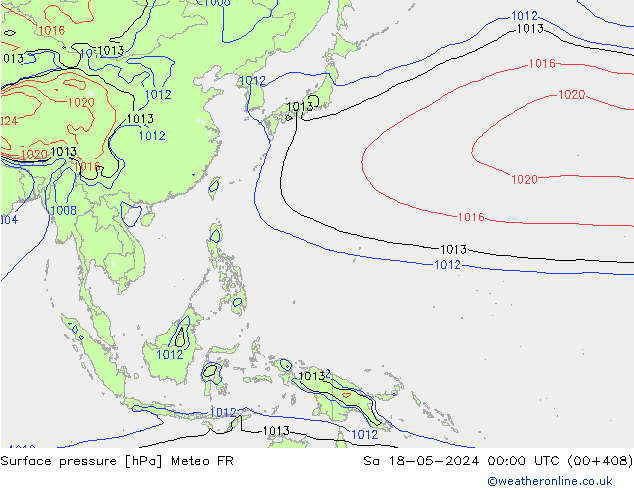 Surface pressure Meteo FR Sa 18.05.2024 00 UTC