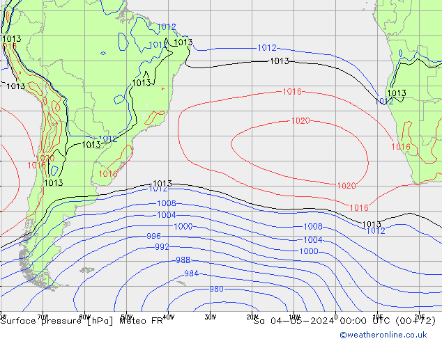 Presión superficial Meteo FR sáb 04.05.2024 00 UTC