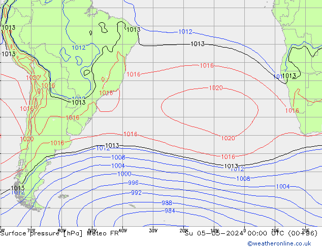 pression de l'air Meteo FR dim 05.05.2024 00 UTC