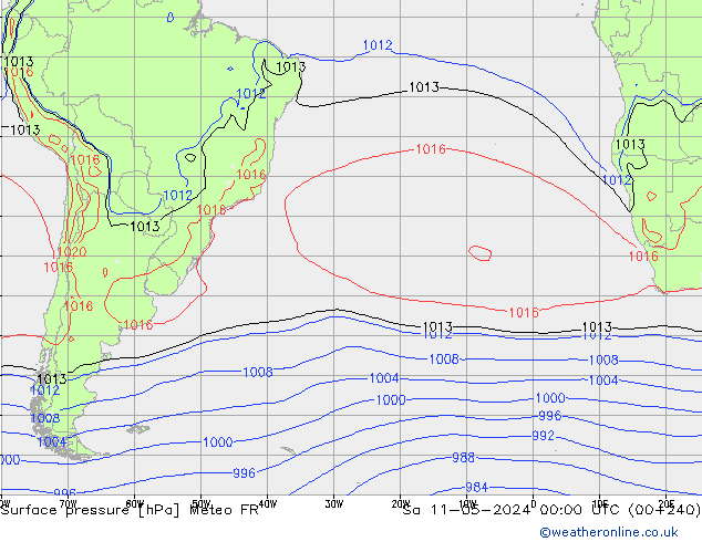 pressão do solo Meteo FR Sáb 11.05.2024 00 UTC
