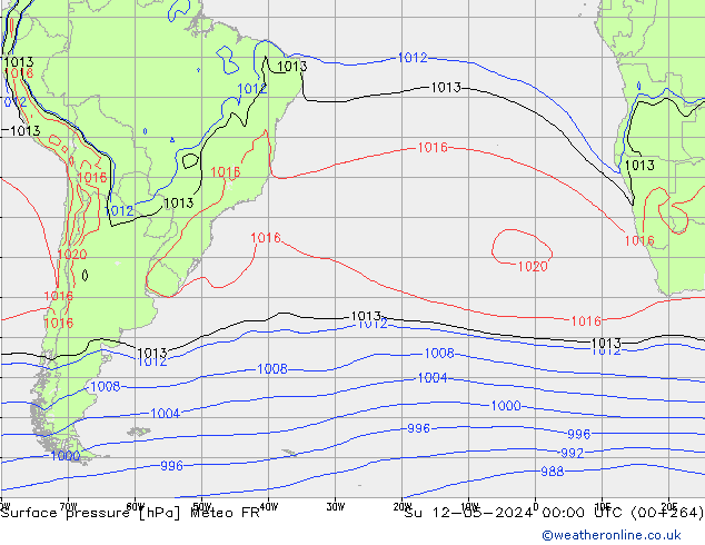 Presión superficial Meteo FR dom 12.05.2024 00 UTC