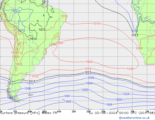 приземное давление Meteo FR Вс 02.06.2024 00 UTC