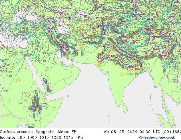 Atmosférický tlak Spaghetti Meteo FR St 08.05.2024 00 UTC