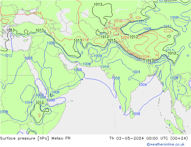 地面气压 Meteo FR 星期四 02.05.2024 00 UTC