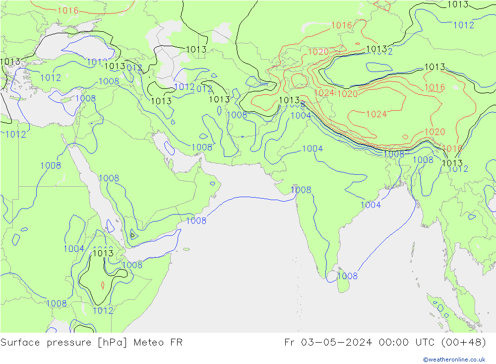 Surface pressure Meteo FR Fr 03.05.2024 00 UTC