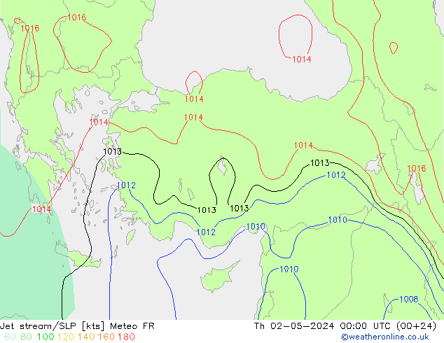 Prąd strumieniowy Meteo FR czw. 02.05.2024 00 UTC