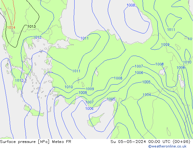 Pressione al suolo Meteo FR dom 05.05.2024 00 UTC