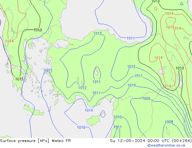 Pressione al suolo Meteo FR dom 12.05.2024 00 UTC
