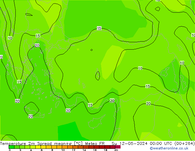 Temperatuurkaart Spread Meteo FR zo 12.05.2024 00 UTC