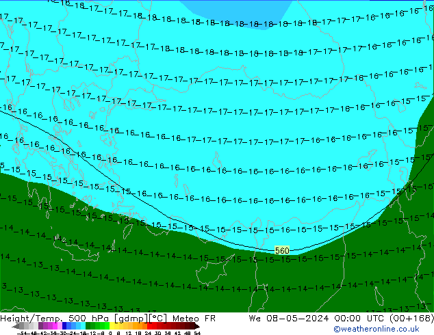 Height/Temp. 500 hPa Meteo FR We 08.05.2024 00 UTC