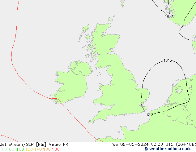 джет/приземное давление Meteo FR ср 08.05.2024 00 UTC